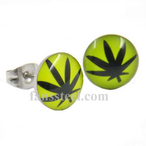 FSE00W25  Ganja Maple Leaf earring stud